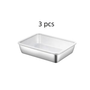 TEMU 스테인리스 스틸 식품 보관 용기 3개 세트 - 누수 방지 디자인, 재사용 가능, 과일, 고기, 채소 보관용으로 이상적 | 세척이 쉬운 쌓을 수 있는 주방 보관 용기, 냉장고, 냉동고, 식료품 저장실에 적합