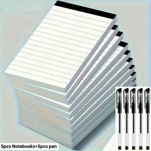 TEMU 10개 다용도 노트 세트, (노트 5개 및 펜 5개) 줄눈 노트, 노트당 30페이지, 3 x 5인치, 학교, 사무실 사용에 적합, 신학기 문구, 감성적인 학생 용품, 10개 흰색 줄눈 필기 노트