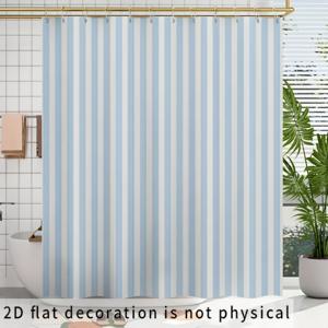 TEMU 2D 플랫, 2D 플랫, 2D 플랫 샤워 커튼 1개, 간편한 모던 스타일 패턴 샤워 커튼, 간편한 블루 앤 화이트 세로 디자인, B&B, 가정 및 호텔에 적합, 발코니 파티션 커튼, 실용적인 선물, 홈 선물, 후크 포함