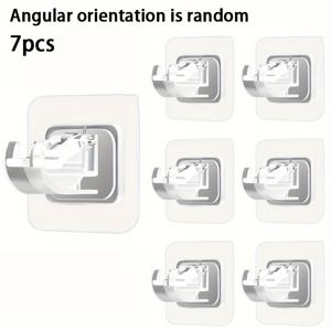 TEMU 무타공 커튼봉 세트 7pcs, 랜덤 각도 방향 길이 조절 가능, 텔레스코픽 봉 및 고정 클립 포함, 가정, 기숙사, 호텔 샤워 커튼 및 수건용, 다기능 후크 포함