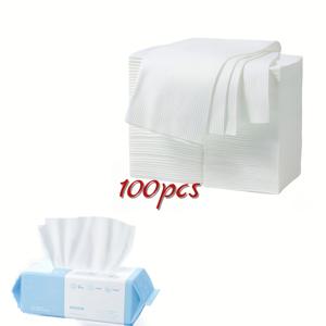 TEMU 100개입 부드러운 일회용 타월, 20X20Cm 일회용 물티슈, 모던 펄 텍스처 와플 디자인, 가정, 레스토랑, 스파, 여행, 호텔, 크리스마스 사용에 적합, 패셔너블하고 편리한 두꺼운 페이스 타월, 네일 살롱 발 클리너