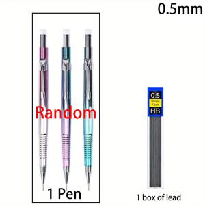TEMU 창의적인 필통 연필 2-In-1 블루 0.3 0.5 0.7 0.9mm 랜덤 자동연필 1개 (교체용 연필심 포함), 다기능 필기 문구류