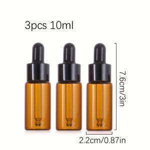 TEMU 3개 앰버 유리 스포이드 병, 유리 스포이드/블랙 병 캡 포함, 5ml 10ml 0.34oz 0.5oz 보호 앰버 병, 화장품, 향수, 에센셜 오일 향수 보관에 적합