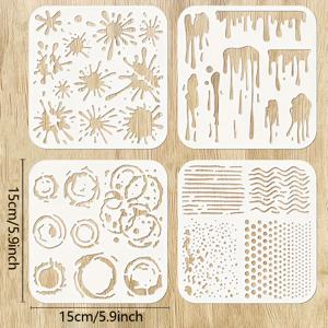 TEMU 4개 세트 아트 플라스틱 스텐실 - 스머지 & 스프레이 그래피티용, 나무/벽/캔버스/천/바닥 DIY 페인팅 템플릿 | 다목적 홈 데코 공예 도구