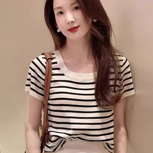 TEMU 티셔츠 반팔 여성 여름 아우터 2025 신상 스퀘어넥 스웨터 봄 가을 안티포트 다용도 여성 의류 여성 얇은 스웨터 프렌치 느낌 베이스 레이어