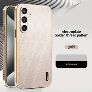TEMU 휴대폰 케이스 - S25, S25 Plus, S25 Ultra, S25 Edge, S25 FE에 적합, 고급스러운 골드 스레드 텍스처 휴대폰 케이스, 갤럭시 풀 커버리지 보호 전기 도금 골드 엣지 낙하 방지 스킨 남녀 공용 비즈니스 소프트 엣지 하드 케이스