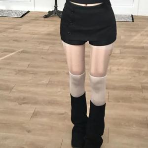 TEMU 여성 여름 미니 치마바지 단추 디자인 트임 언발란스 데일리 캐주얼 스커트 2color 슬림소녀
