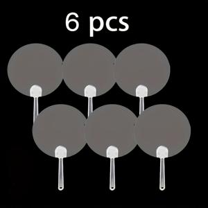 TEMU 6개, 원형 투명 플라스틱 선풍기, 분리형 손잡이, 선풍기 표면 보호 필름 포함, DIY 필기 또는 페인팅용