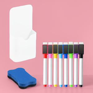 TEMU 자석 화이트보드 마커 10개 세트: 수성 지우개 가능 마커 8개, 자석 펜꽂이 1개, 칠반지판 지우개 1개. 사무실, 교육, 회의, 가정용 메시지 보드에 적합. 다양한 색상 제공. 자석 펜꽂이, 화이트보드, 냉장고용