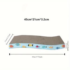 TEMU 초대형 내구성 고양이 스크래처 라운지 - 물고기 패턴의 골판지, 발톱 친화적 & 지저분하지 않은 디자인, 포근한 고양이 둥지 포함 - 실내 고양이용 이상적, 고양이 가구