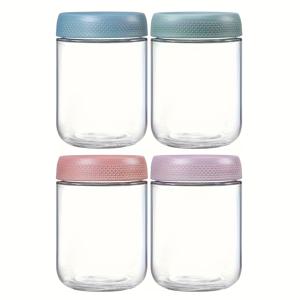 TEMU 16 Oz 오버나이트 오트 용기 4개 또는 6개 세트 (뚜껑 포함), 스낵, 요거트, 향신료, 설탕 및 기타 주방 필수품 보관에 이상적인 밀폐 유리 용기!