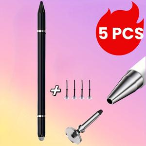 TEMU 펜 5개 세트 + 교체용 팁 4개, 터치스크린 펜, 삼중 기능 고정밀 범용 , iPad, iPhone, 태블릿, 삼성 갤럭시 및 모든 정전식 터치스크린 호환