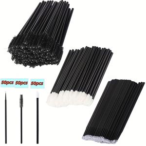TEMU 150/300개 메이크업 도구 세트 (마스카라 막대, 립 브러쉬, 면봉 포함) 일회용 속눈썹 브러쉬, 립스틱 테스터, 메이크업 도구, 크리스마스 선물, 할로윈 선물, 가족 및 친구를 위한 새해 선물