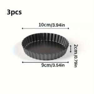 TEMU 3pcs 헤비듀티 카본 스틸 미니 타트팬 세트 - 탈착식 바닥이 있는 논스틱 라운드 베이킹 트레이, 오븐 안전 베이크웨어, 퀴시, 파이, 케이크, 무스 & 프렌치 디저트용, 소형 케이크팬, 베이킹용 팬, 스프링폼 케이크팬, 케이크 틀