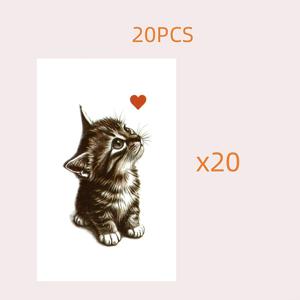 TEMU 20개 귀여운 탁시 고양이 팔 문신 스티커, 사랑스러운 고양이 하트 일회용 임시 문신, 파티 및 이벤트 빠른 메이크업 스티커, 무광택 비반사, 개인 맞춤형 문신 아트 효과. 역할 놀이, 휴일 선물, 20개 세트 휴일 선물로 적합