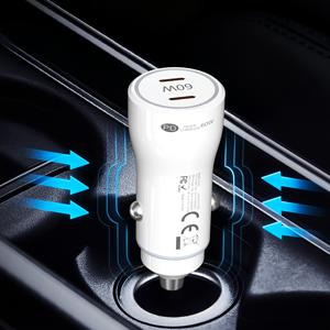 TEMU 2-In-1 차량용 고속 충전기, 2포트 Type-C 차량용 충전기 60W 고속 충전, 안전한 차량 사용을 위한 듀얼 PD3.0 고속 충전, 휴대용 보조 배터리, 차량용 휴대폰 충전기, 배터리 없음