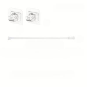 TEMU 펀치 없는 텔레스코픽 지지대 60-110Cm, 3개 세트 (텔레스코픽 로드 ×1 + 고정 후크 ×2) 욕실 커튼대 옷장 옷 건조대 다용도
