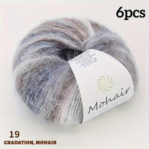 25색상, 6볼 세트 150g, 그라데이션 모헤어 실, 다양한 색상 옵션, 스웨터, 숄, 스카프, 핸드메이드 볼 뜨개질용