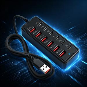 새로운 66W 초고속 충전 12-in-1 Type-C 멀티포트 어댑터 스플리터, 여러 휴대폰, 노트북, USB 허브, 태블릿, 프린터, 하드 드라이브 및 외장 하드 디스크, 컴퓨터 동시 충전 호환
