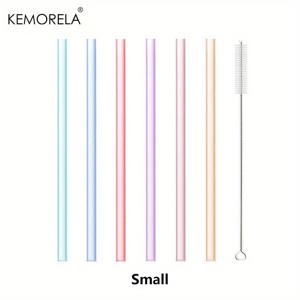 KEMORELA 6개 투명 실리콘 빨대 재사용 가능 식품 등급