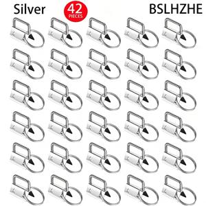 BSLHZHE 42개 1인치 키체인 하드웨어 세트, 7가지 도금 마감 색상(은색, 회색, 컬러풀, 로즈 골든, 앤티크 브론즈, 골든, 블랙), DIY 손목 스트랩, 랜야드 및 열쇠고리 제작용