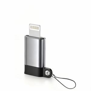 USB C-Lightning 어댑터, Type-C 암-Lightning 수 충전 및 데이터 전송 컨버터 (아이폰 14/13/12/11 및 아이패드용), 미니 휴대용 메탈 어댑터 (분실 방지 끈 포함)