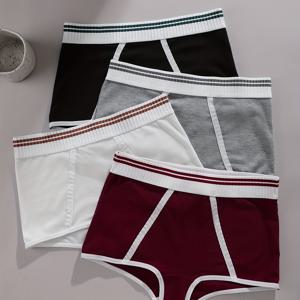 4pcs 세트 - 여성 속옷 단색 섹시 편안한 통기성 질감 편안한 통기성 섹시 성숙 스타일 여성 속옷