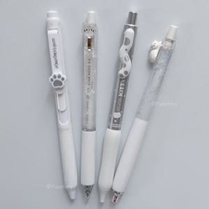 4개/박스 재미있는 고양이 젤펜 0.5mm 귀여운 블랙 속건성 펜 창의적인 고양이 꼬리와 고양이 발바닥 필기구 공부 및 사무용
