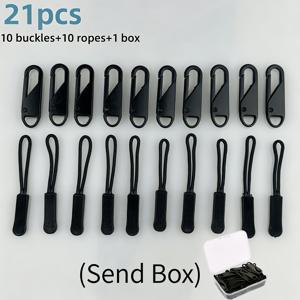 21개 검정 양면 지퍼 헤드 교체용, 여행 가방, 백팩, 재킷, 의류, 핸드백, 재봉 애호가, 가정용으로 분리형 슬라이더 연장 코드 포함