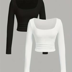 2pcs 세트 패션 캐주얼 여성용 긴팔 의상
