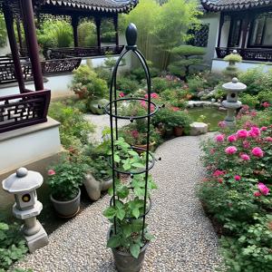 유럽풍 디자인 식물 격자 꽃꽂이, 실내외 정원에 적합, 장미, 및 덩굴 식물 격자 덩굴 식물 지지대에 매우 적합, 식물 고정 스트랩 롤 포함