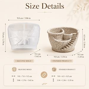 3D 스톤 텍스처 사다리 모양 몰드, 재사용 가능, 양초 홀더 제작에 사용 가능, 레진, 석고, 다육 식물 재배에 적합, 발코니 녹색 식물 장식, 원예 몰드