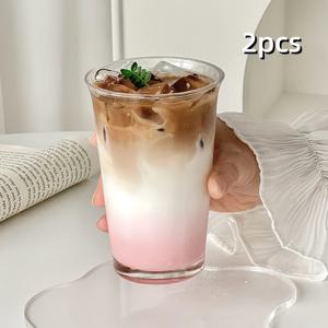 1/2/4개 12oz 심플하고 투명한 유리 크리스마스 컵, 카푸치노, 차, 라떼, 주스, 우유, 아이스 아메리카노, 칵테일, 와인 및 가정용 아침 식사용, 가정, 바, 레스토랑용 프렌치 플립컵
