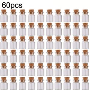 코르크 마개가 있는 미니 유리병 60개/100개 세트 5ml DIY 미술 공예품 보관 용기, 결혼식 장식용 작은 유리 바이알 코르크, 파티 답례품용 소형 유리 코르크병, DIY 공예 재료