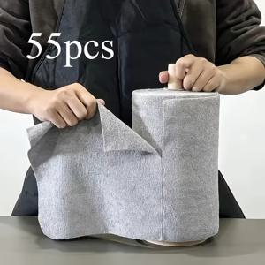 55개입 점보 롤 행주, 찢어내는 초극세사 수건, 주방용 수건, 편리한 사용을 위한 티타운, 재사용 및 세탁 가능, 물 얼룩 없음, 뛰어난 흡수력 행주, 자동차, 가정, 차고 또는 상점에 적합, 크리스마스 선물