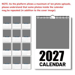 1개 맞춤 2027 벽걸이 달력, 스파이럴 코일 및 벽걸이 후크가 있는 개인 맞춤 사진 걸이 달력, 가족 추억 월간 플래너, 가정 사무실 장식을 위한 일일 스케줄 정리