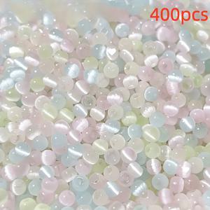 400/800개 고양이 눈 유리 구슬, 4mm 블루, 핑크, 옐로우, 그린 혼합 색상, 주얼리 제작 재료, 목걸이, 공예 및 비즈 자수에 적합