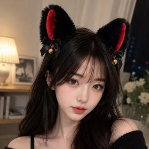 할로윈, 고양이 귀 머리띠, 플러시 머리띠, 종 장식 머리띠, 코스프레, 애니메이션, 역할극, 파티 머리 장식, 사진 소품, ACG, 귀여운, 카와이이, 데일리웨어, 무도회, 만화 전시회, 크리스마스 파티, 선물
