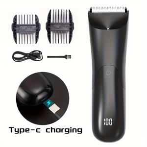 전기 바디 헤어 트리머, USB 충전식 남녀 공용 개인용 그루밍기, 세라믹 블레이드, LED 라이트, 500mAh 배터리, 2개의 가이드 콤