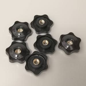 6개 M6 복숭아 손으로 조이는 너트 핸들 나사산 기계식 검정색 엄지 너트 클램핑 노브 수동 너트