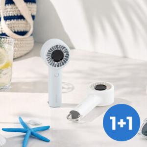 퓨리얼 초고속 소형 미니 휴대용 무선 핸디 손 선풍기 (화이트/블루) 1+1 (PHF-H100)