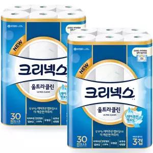 크리넥스 울트라클린 에어 엠보싱 3겹 25m 30롤 x2팩