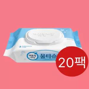 깨끗한나라 물티슈 페퍼민트 70매 캡형 20팩 대용량 신생아 유아 아기 두꺼운