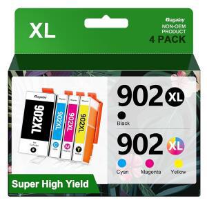 GAGALAY 호환 잉크 카트리지 교체용 hp호환 902XL | 콤보 팩 HP902XL은 OFFICEJET 6958 6962 6950 PRO 6978 6968 프린터에 사용 가능하며 4개입 시안 마젠타 옐로우 블랙 구성입니다