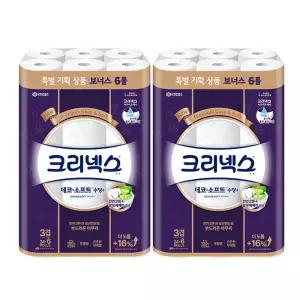 크리넥스 데코소프트 수딩+ 3겹 24+6롤 x 2팩 /휴지/화장지
