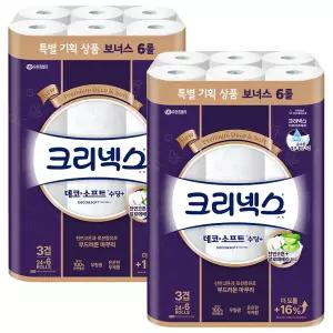 크리넥스 데코앤소프트 3겹 30롤 2팩 수딩플러스 유한킴벌리 화장지 휴지