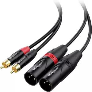 Cable Matters 듀얼 RCA to XLR 케이블 수컷 6피트 수신기 앰프 믹서 파워드 스피커 서브우퍼용 언밸런스드
