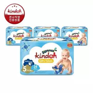 킨도 프리미엄 오슬림 썸머팬츠 팬티형 기저귀 특대형 5단계(9~14kg) 34매x4팩