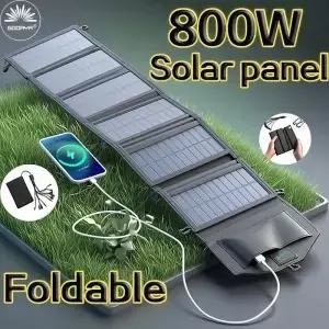 6단 접이식 800W 태양광 패널 20w/h 휴대용 고속 충전기 USB 5V DC 풀타임 모바일 전원 공급 장치