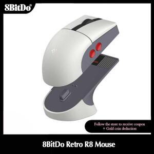 충전 도크가 있는 8BitDo Retro R8 마우스 마이크로 스위치, 프로그래밍 가능 버튼, 4K 폴링 속도가 무선